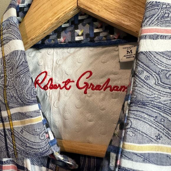 Robert Graham Tailored Fit FlipSide Paisley Plaid Long Sleeve Button Up M - Picture 2 of 10